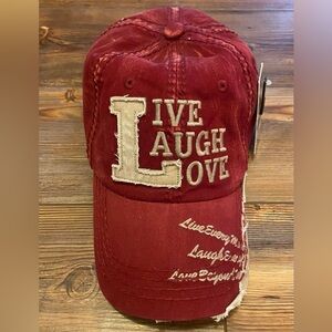 KBETHOS Red "Live, Love, Laugh" Western Baseball Cap Hat NWT